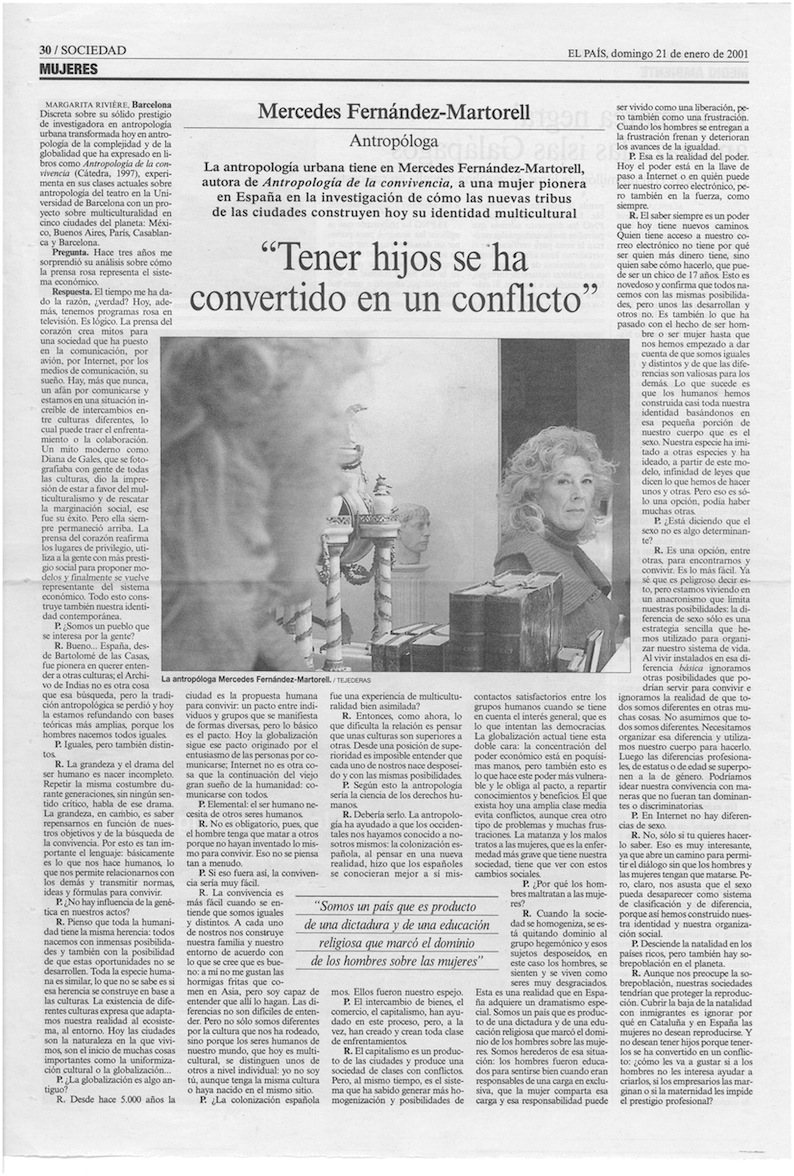 El País, 21 enero 2001 (Mercedes Fernández-Martorell) | Antropología Urbana